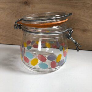 ARC France 1/2 L Glass Storage Canning Jar Easter Jelly Beans Spring Pastel VTG